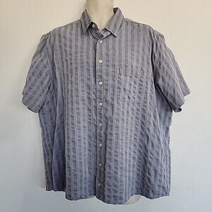 Haupt Germany Mens XXL Button Up Shirt Blue Striped Camp Casual 45/46 18